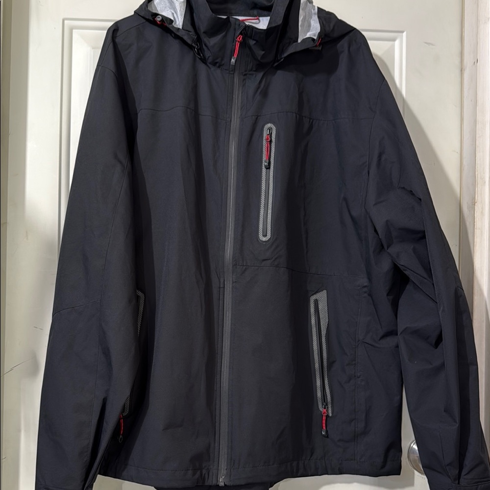 Hawke & Co Black Raincoat Water-Resistant Modern Design size XXL